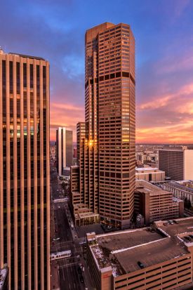 1801 California Preferred Painting Denver Exterior Planters, parking garage areas, corridors, tenant suites, freight elevators, wallcovering repairs, restrooms, corner guard installs, drywall repairs, expansion joints, boiler room, elevator lobbies