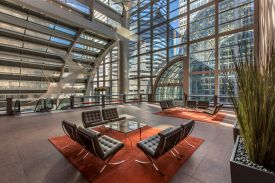 Wells Fargo Atrium Preferred Painting Denver Wood areas, restrooms, parking garage, stairwells, corridors